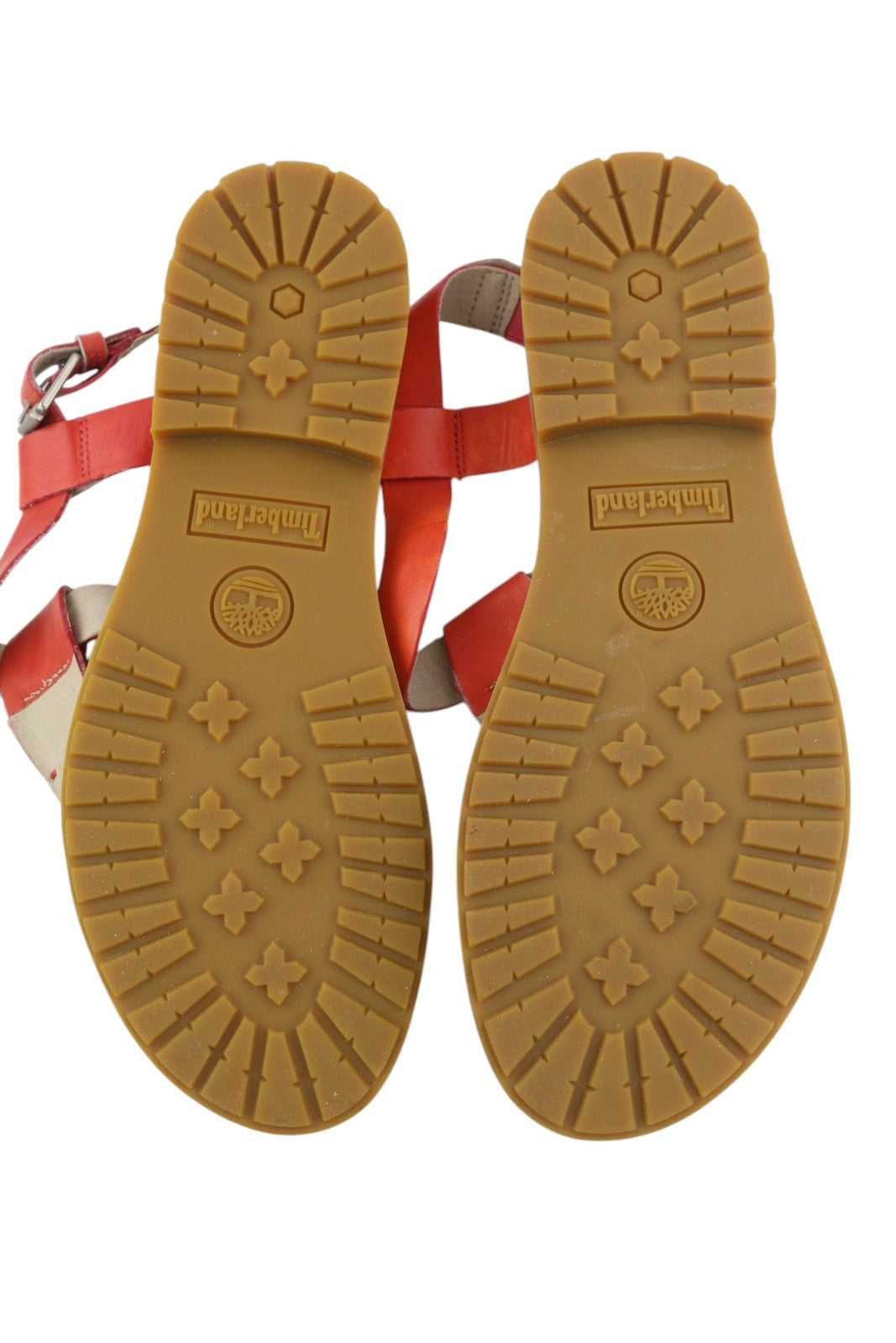 TIMBERLAND A23UF Women's Sandals EU38/38.5 Orange Leather Buckle Open Toe