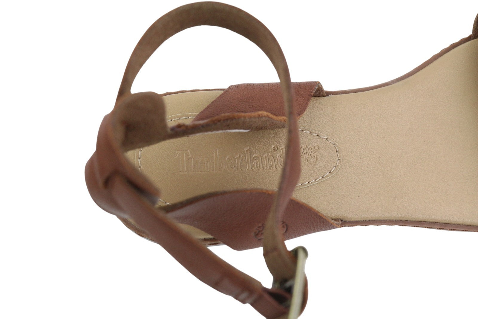 TIMBERLAND A1PCY Women's Sandals EU38/38.5 Brown Leather Flat Buckle