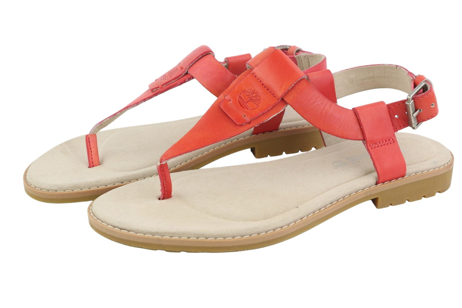 TIMBERLAND A23UF Women's Sandals EU36/37 Orange Leather Open Toe Buckled