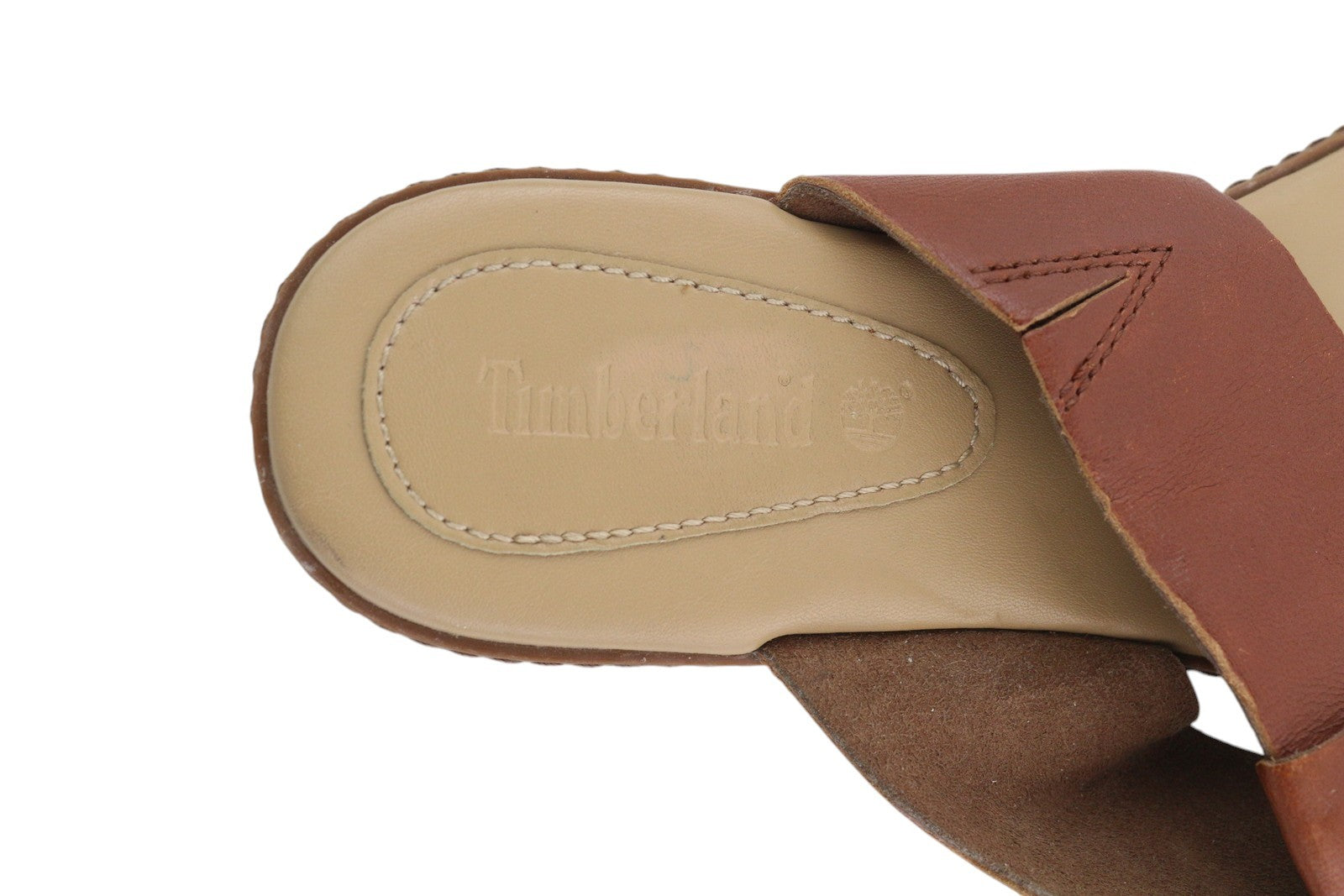 TIMBERLAND A1OZ5 Women's Sandals EU39/39.5 Brown Leather Flip Flops Logo