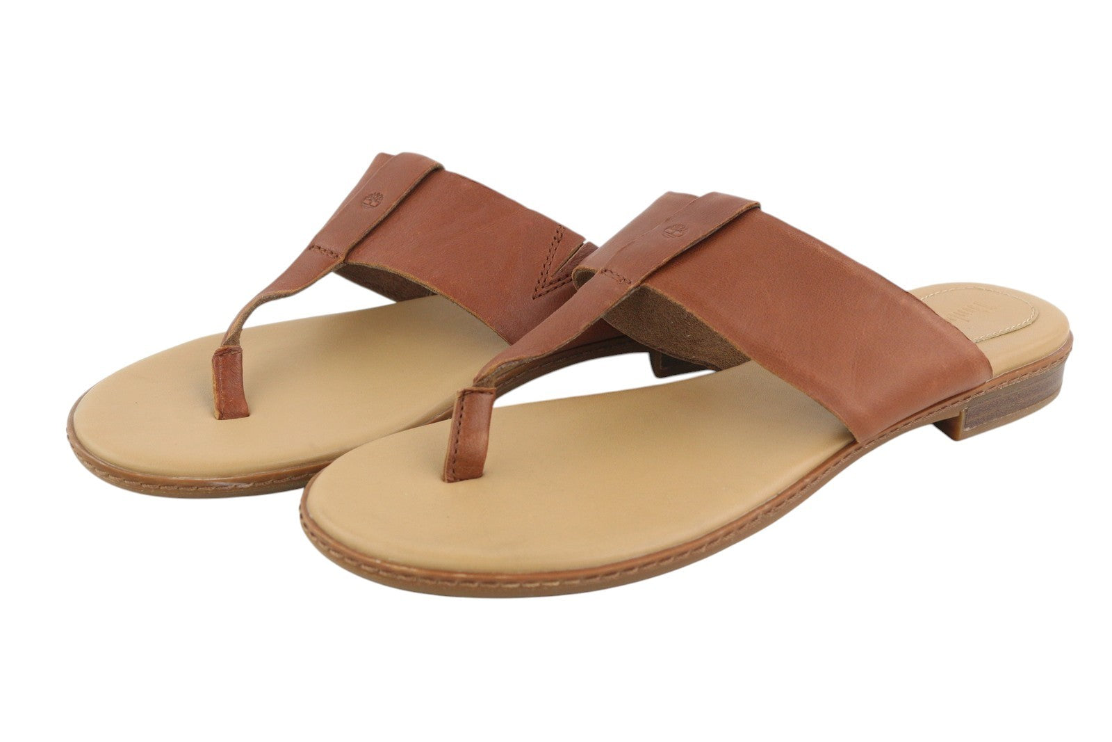 TIMBERLAND A1OZ5 Women's Sandals EU39/39.5 Brown Leather Flip Flops Logo