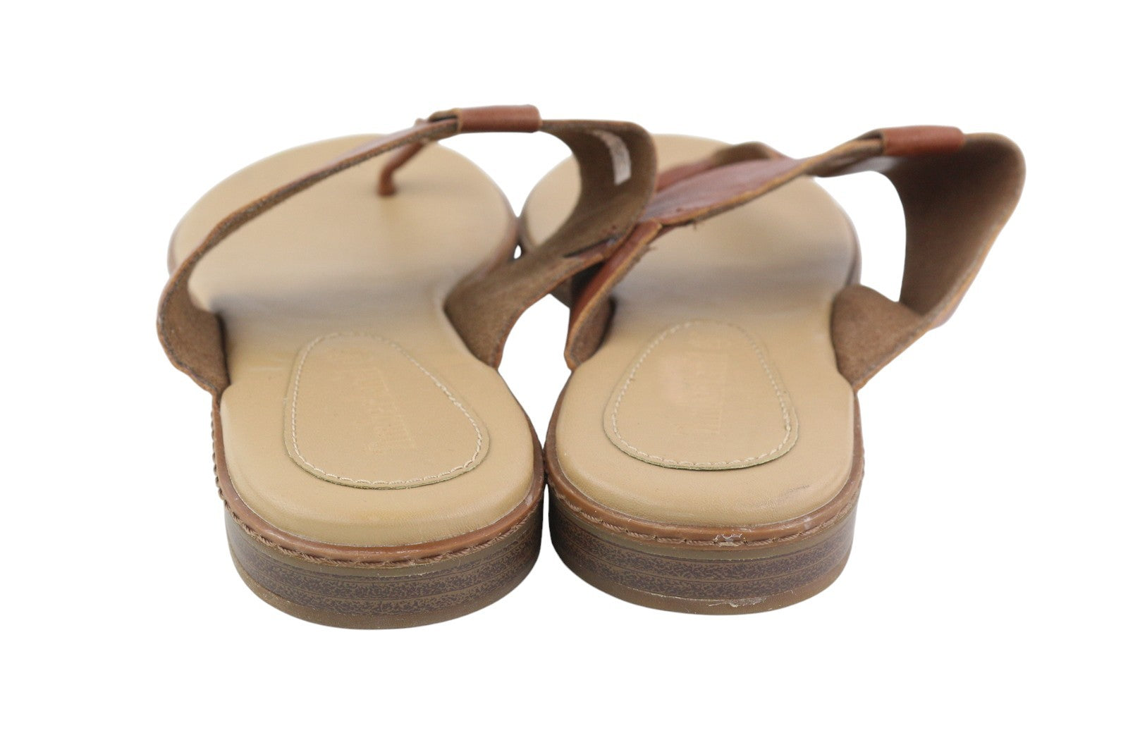 TIMBERLAND A1OZ5 Women's Sandals EU39/39.5 Brown Leather Flip Flops Logo