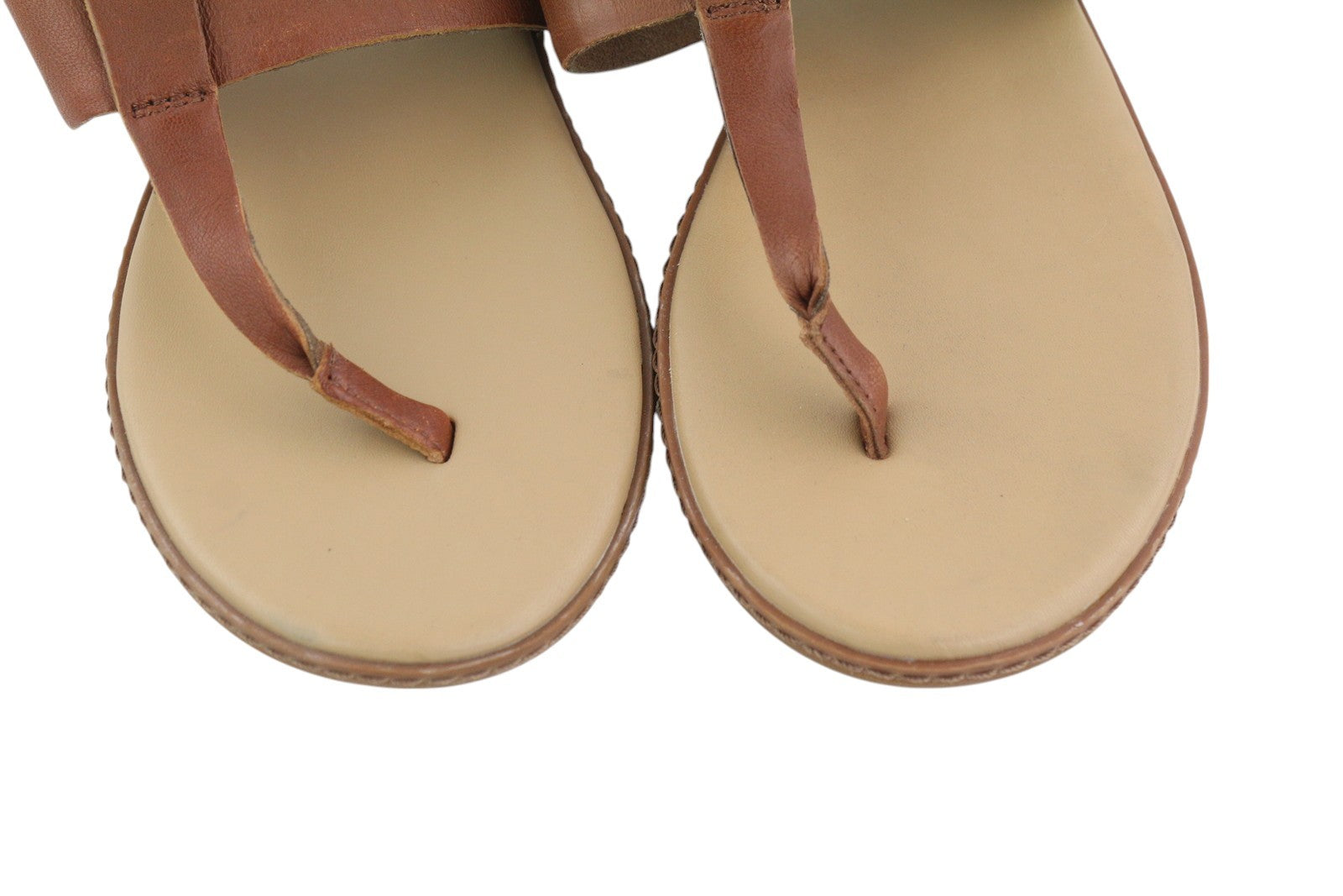 TIMBERLAND A1OZ5 Women's Sandals EU39/39.5 Brown Leather Flip Flops Logo