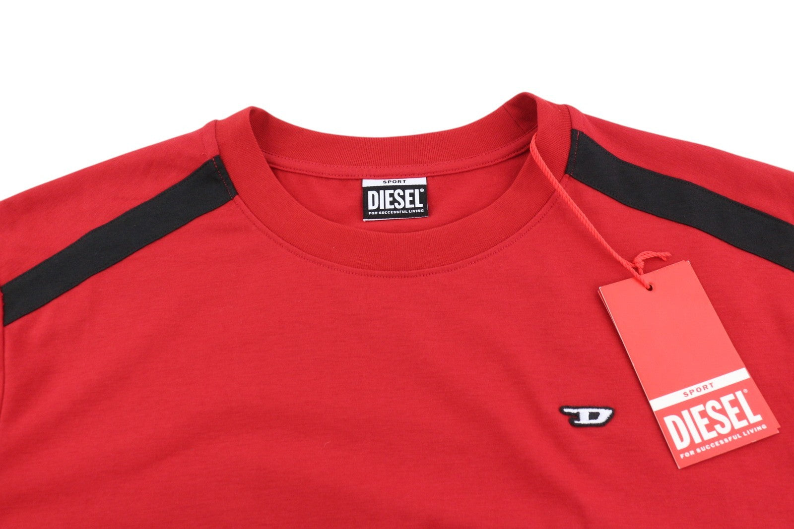 DIESEL Amtee-Freasty-Ht04 Men's T-Shirt M Red Tricot Logo Crew Short Sleeve