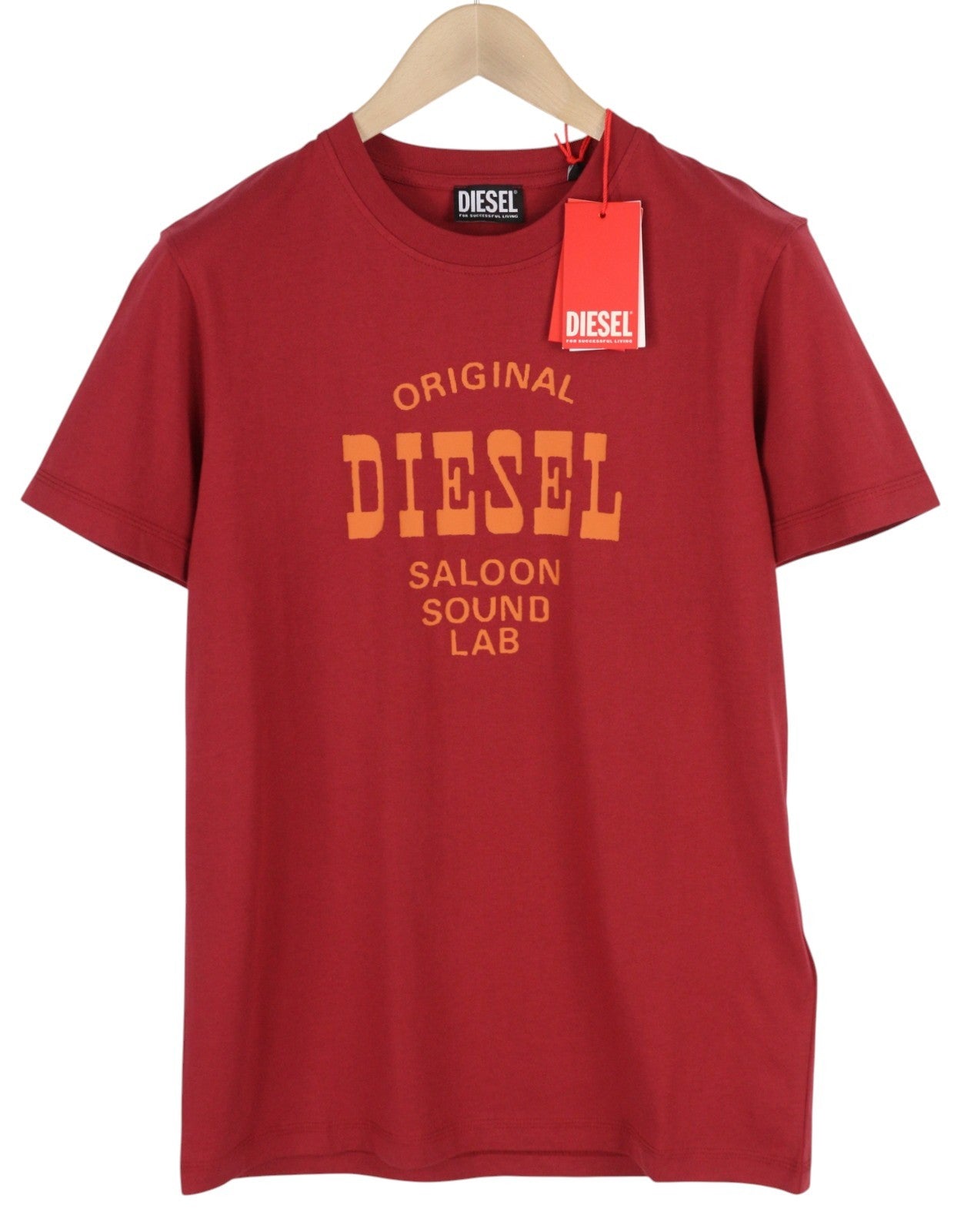 DIESEL T-Diegor-E12 Men's T-Shirt M Red Stretch Tricot Crew Short Sleeve