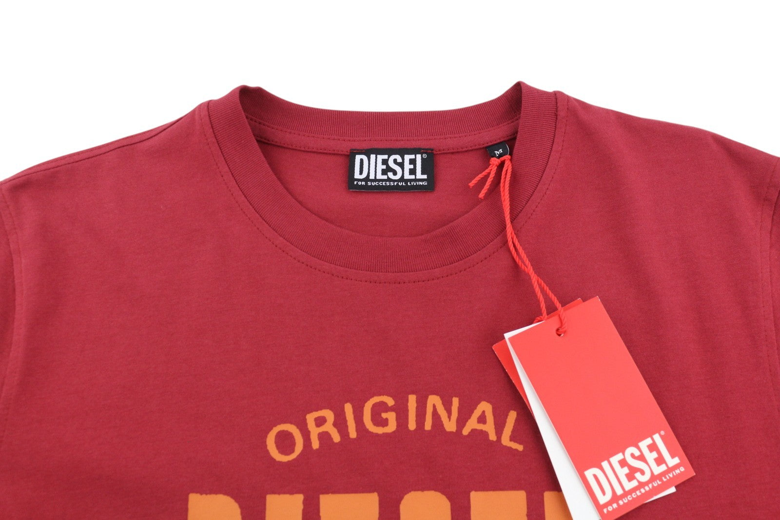 DIESEL T-Diegor-E12 Men's T-Shirt M Red Stretch Tricot Crew Short Sleeve