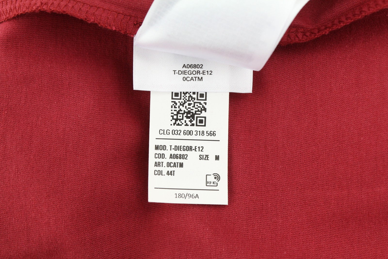 DIESEL T-Diegor-E12 Men's T-Shirt M Red Stretch Tricot Crew Short Sleeve