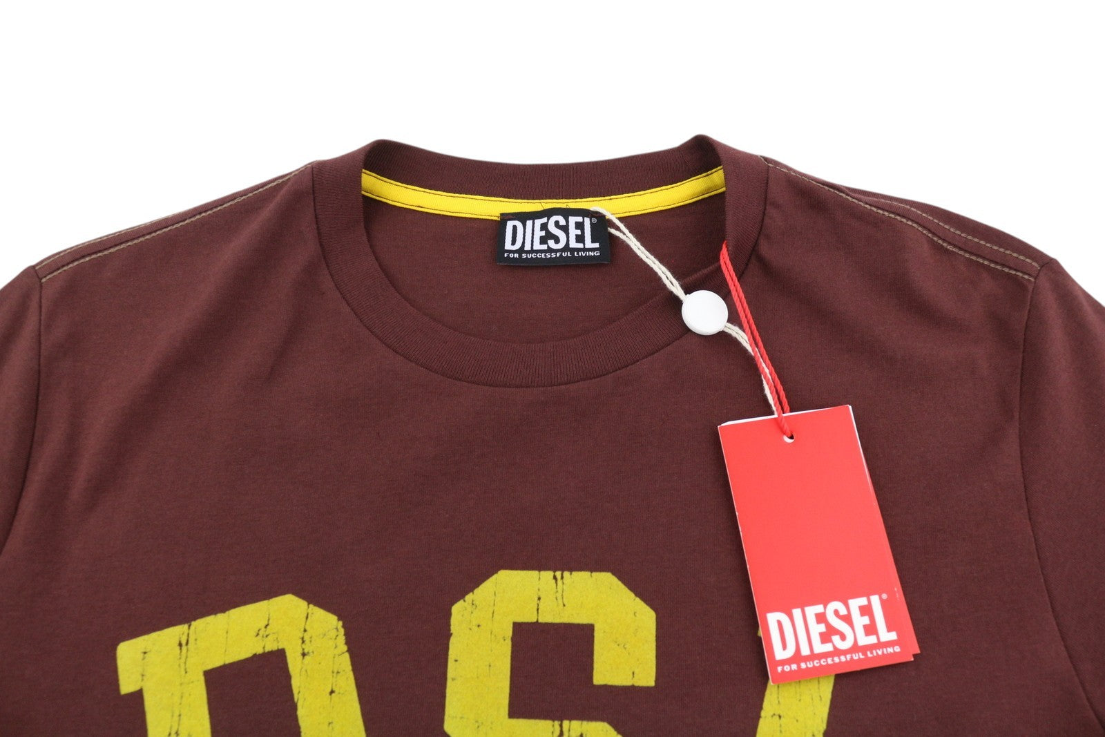 DIESEL T-Just-E35 Men's T-Shirt S Brown Stretch Tricot Crew Short Sleeve