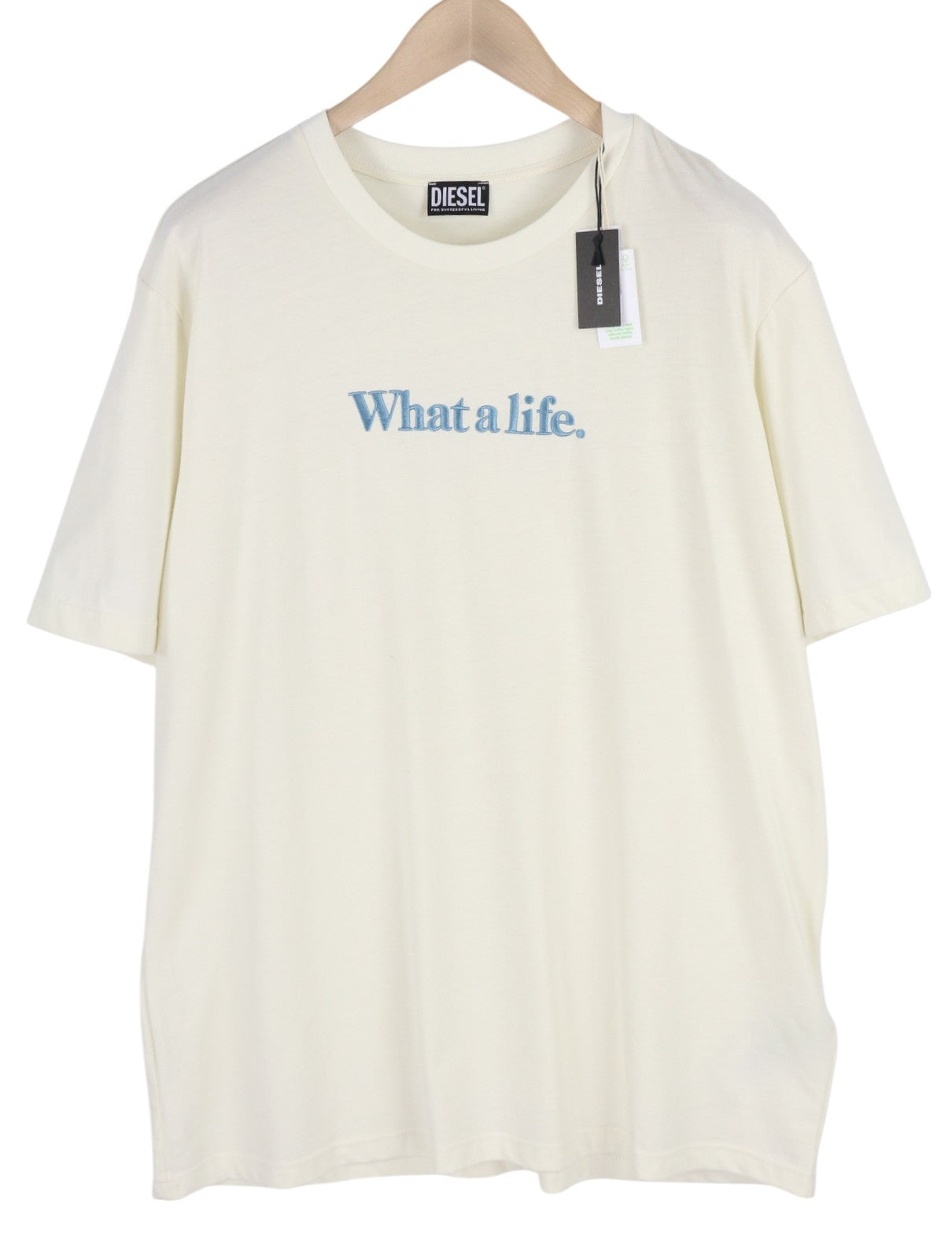 DIESEL T-Just-B57 Men's T-Shirt 2XL White Embroidered Tricot Crew