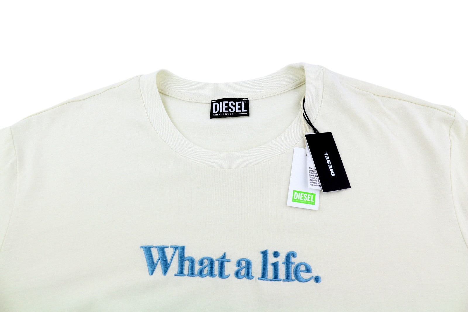 DIESEL T-Just-B57 Men's T-Shirt 2XL White Embroidered Tricot Crew