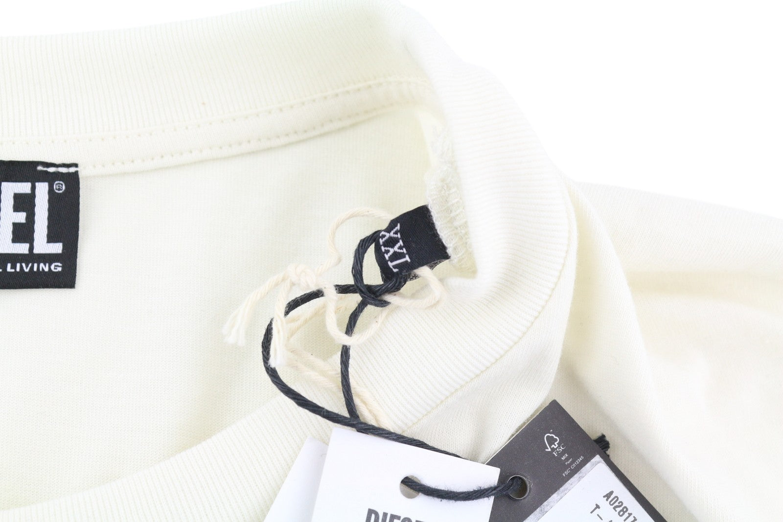 DIESEL T-Just-B57 Men's T-Shirt 2XL White Embroidered Tricot Crew