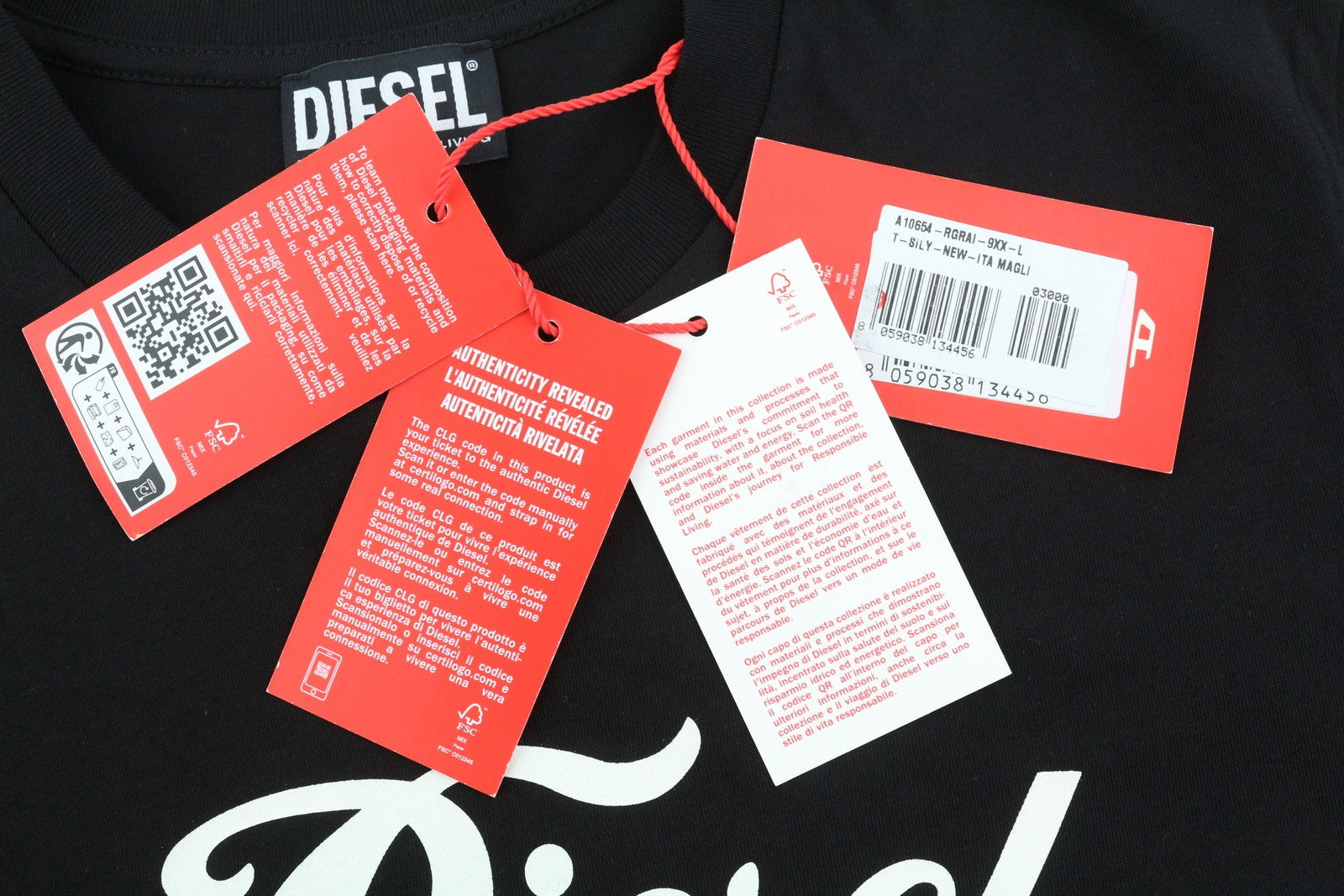 DIESEL T-Sily-New-Ita Women's T-Shirt L Black Cotton Tricot Crew