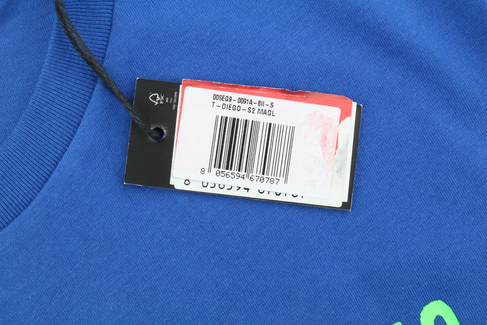 DIESEL T-Diego-S2 Men's T-Shirt S Blue Stretch Cotton Tricot Crew