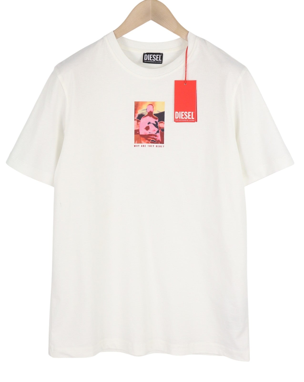 DIESEL T-Just-E31 Men's T-Shirt M White Stretch Cotton Crew