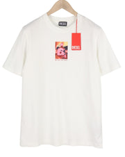 DIESEL T-Just-E31 Men's T-Shirt M White Stretch Cotton Crew