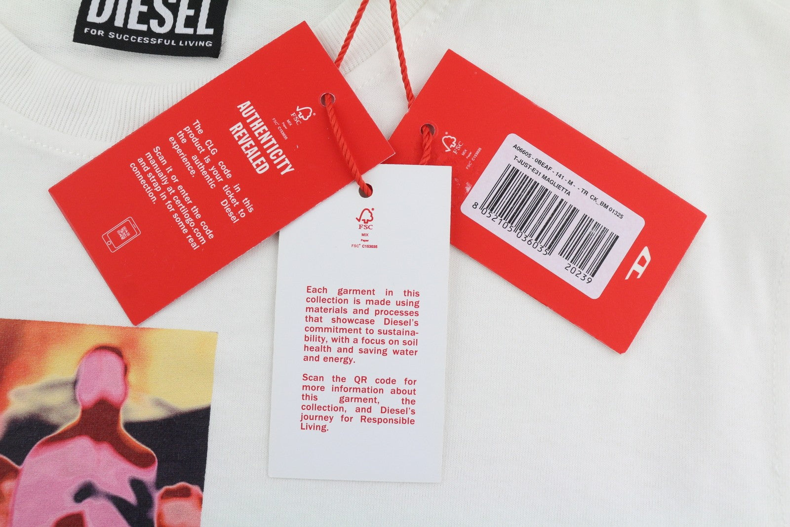 DIESEL T-Just-E31 Men's T-Shirt M White Stretch Cotton Crew