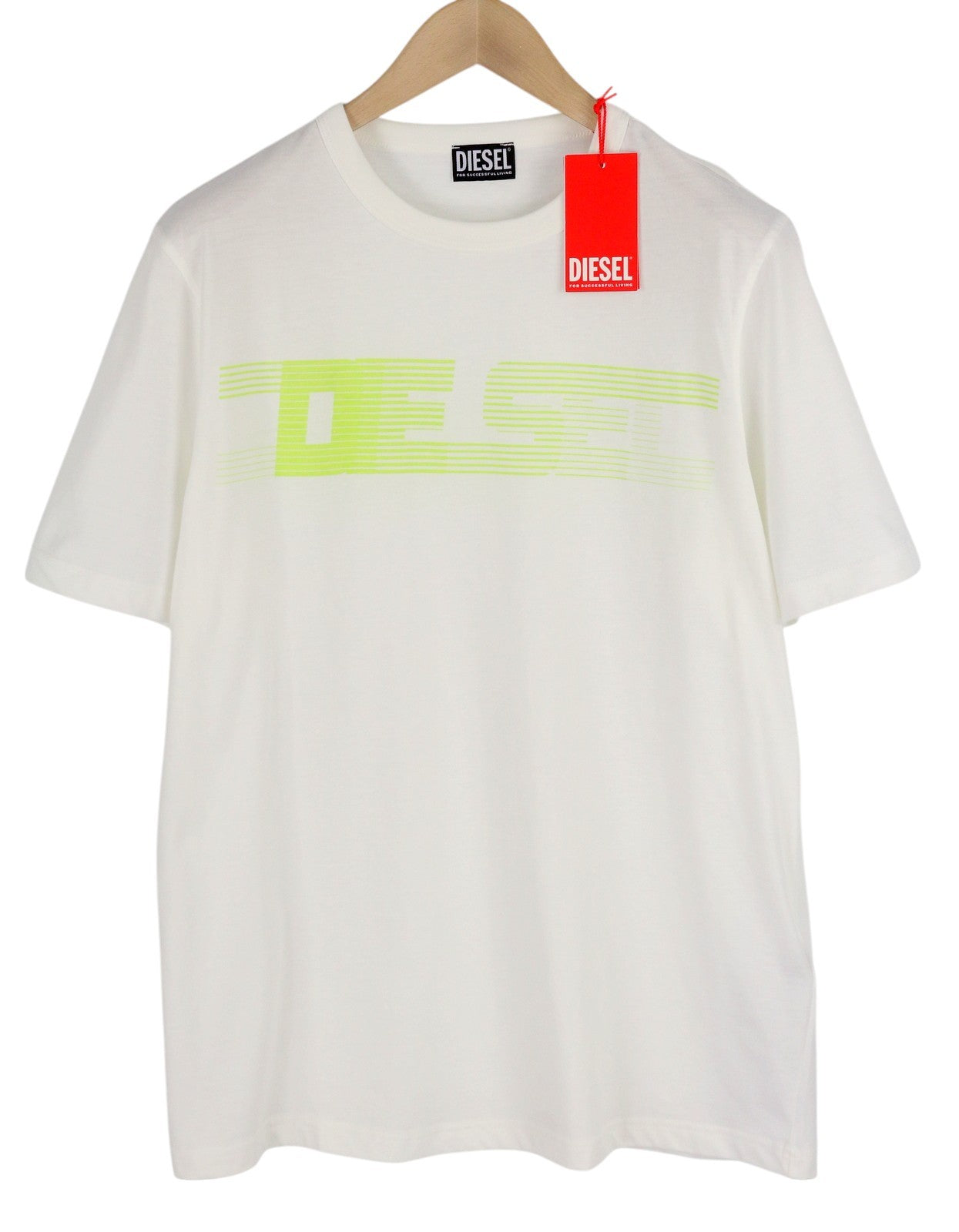 DIESEL T-Just-E19 Men's T-Shirt L White Stretch Tricot Crew