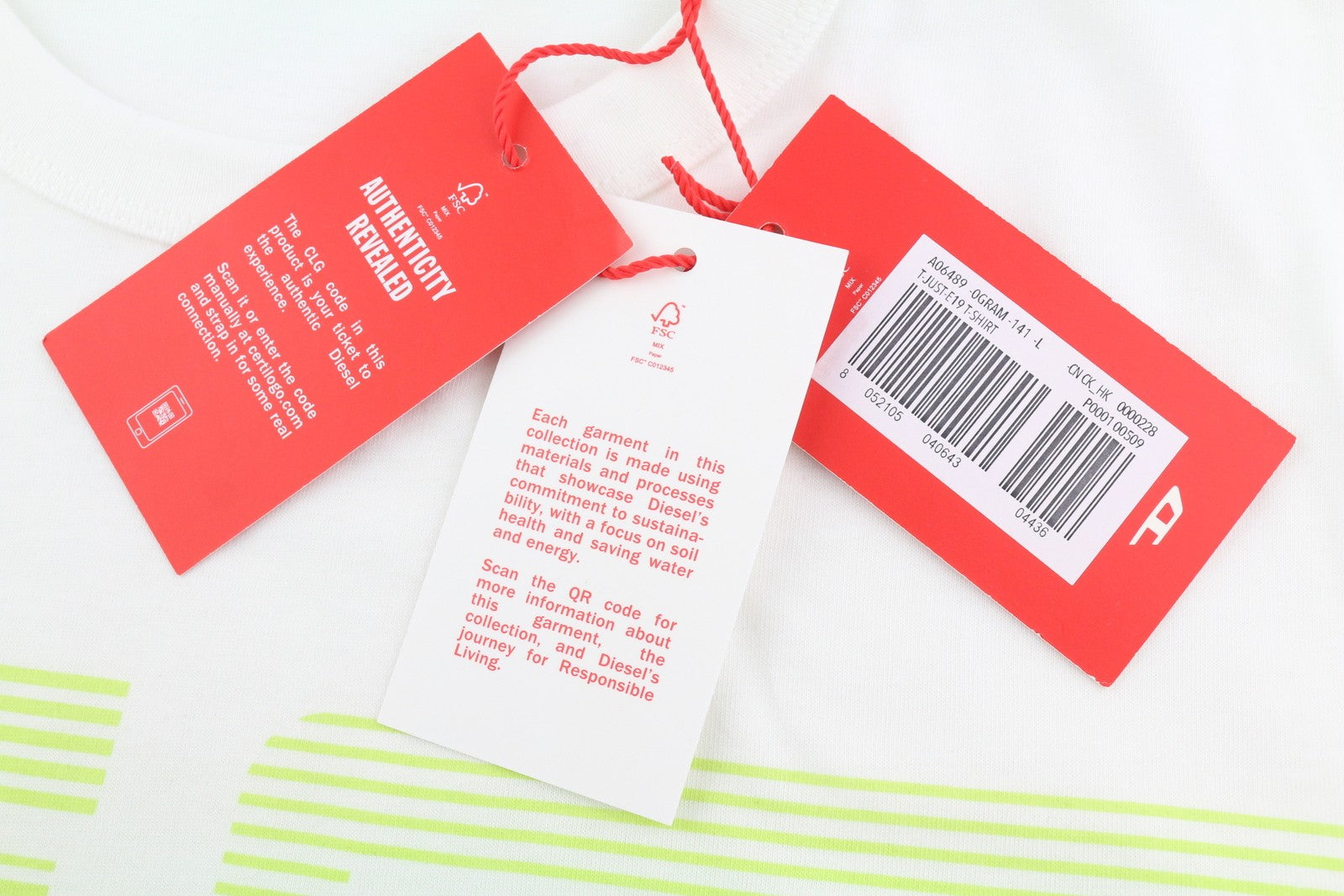 DIESEL T-Just-E19 Men's T-Shirt L White Stretch Tricot Crew