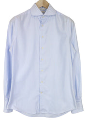 SUITSUPPLY Men's Shirt 38/15 Extra Slim Blue Striped Cotton Pattern Twill