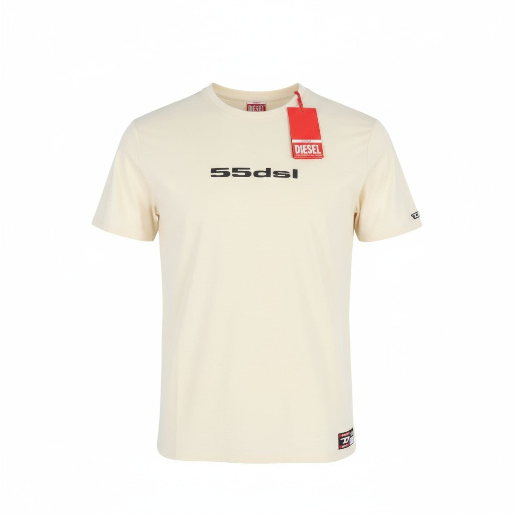 DIESEL Awtee-Raiseey-Ht31 Men's T-Shirt L Ivory 55DSL Crew Tricot Short Sleeved