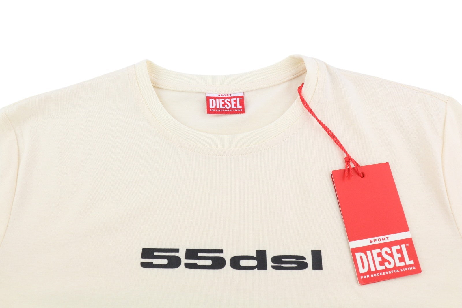 DIESEL Awtee-Raiseey-Ht31 Men's T-Shirt L Ivory 55DSL Crew Tricot Short Sleeved