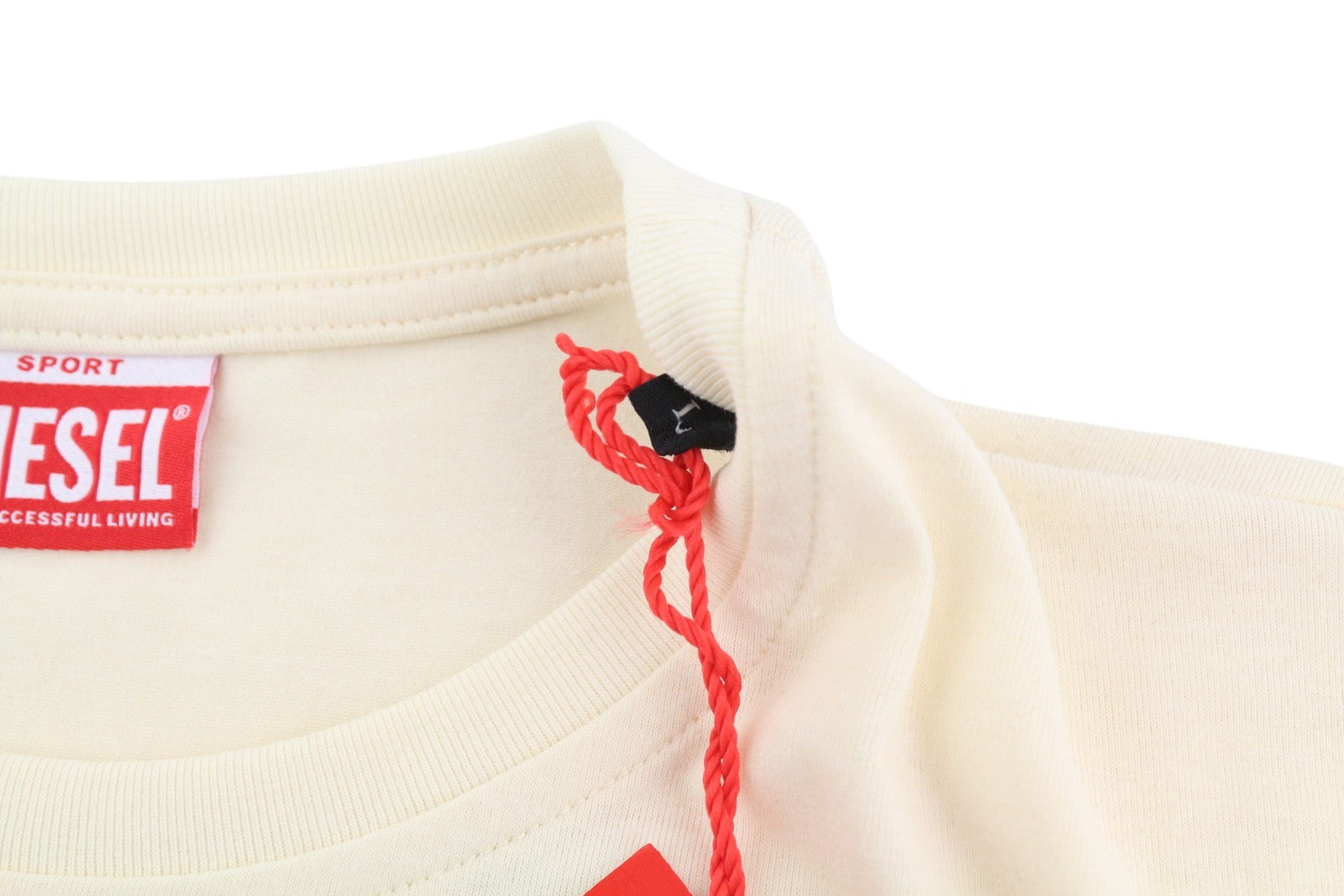 DIESEL Awtee-Raiseey-Ht31 Men's T-Shirt L Ivory 55DSL Crew Tricot Short Sleeved