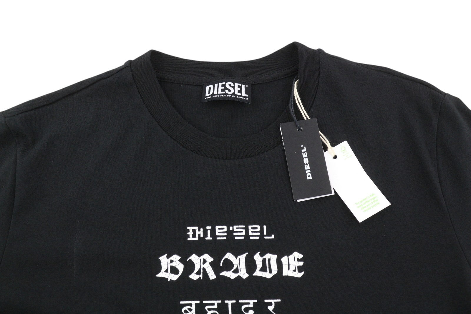 DIESEL T-Diegos-B6 Men's T-Shirt S Black Stretch Logo Embroidered