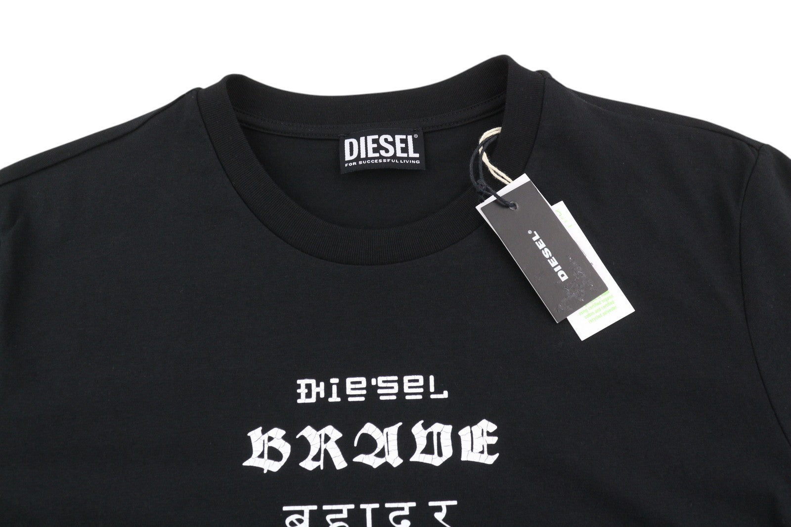 DIESEL T-Diegos-B6 Men's T-Shirt S Black Cotton Stretch Embroidery