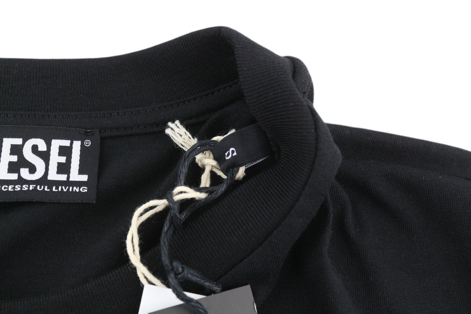 DIESEL T-Diegos-B6 Men's T-Shirt S Black Cotton Stretch Embroidery