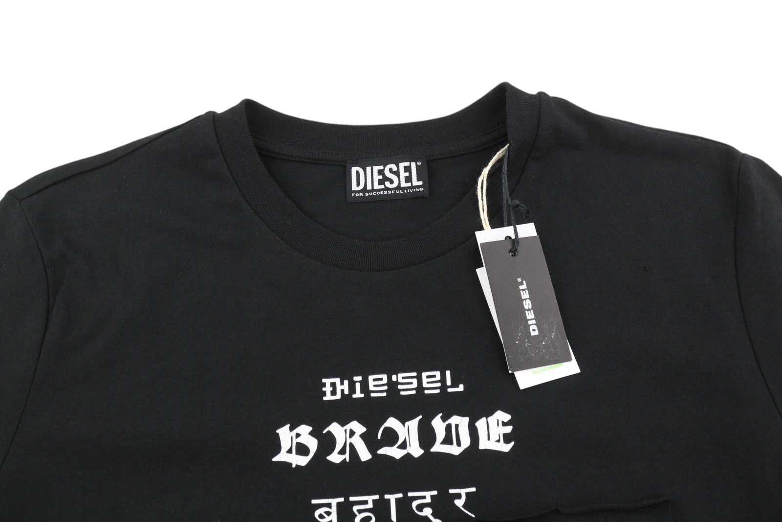 DIESEL T-Diegos-B6 Men's T-Shirt S Black Stretch Tricot Embroidered