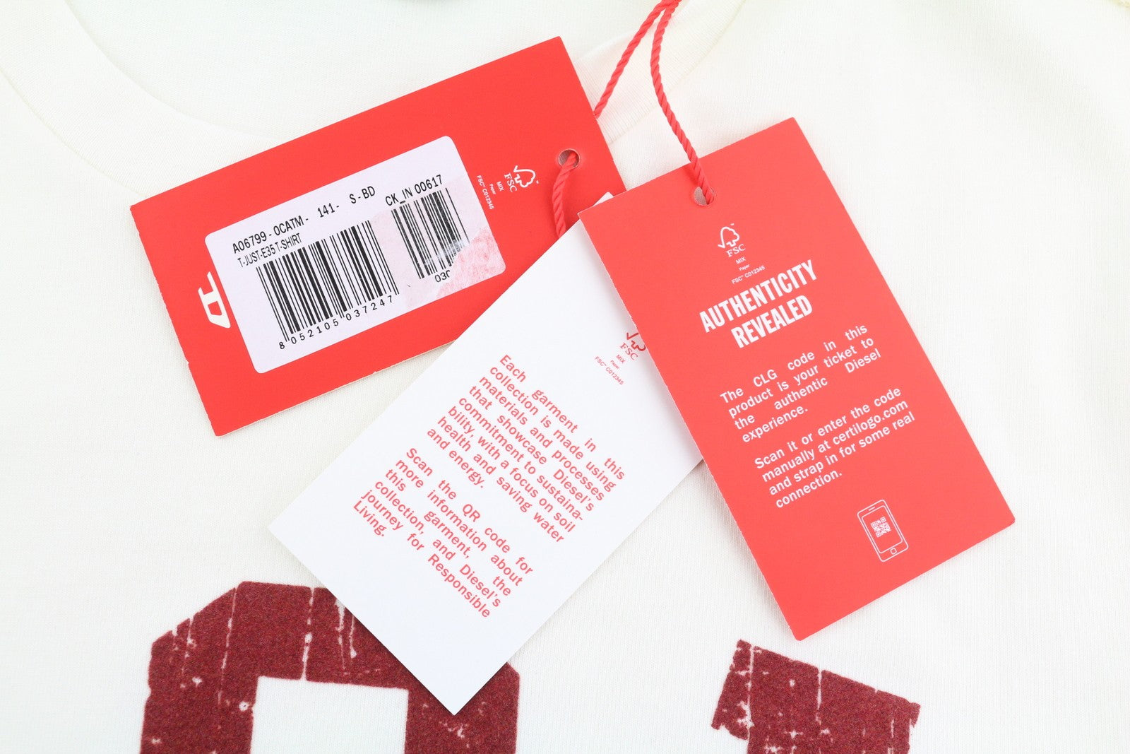 DIESEL T-Just-E35 Men's T-Shirt S White Stretch Cotton Crew