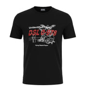 DIESEL T-Diegos-B82 Men's T-Shirt M Black Stretch Tricot Crew Short Sleeve
