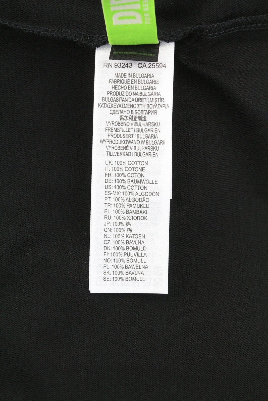 DIESEL T-Diegos-B82 Men's T-Shirt S Black Stretch Tricot Crew Neck Short Sleeve