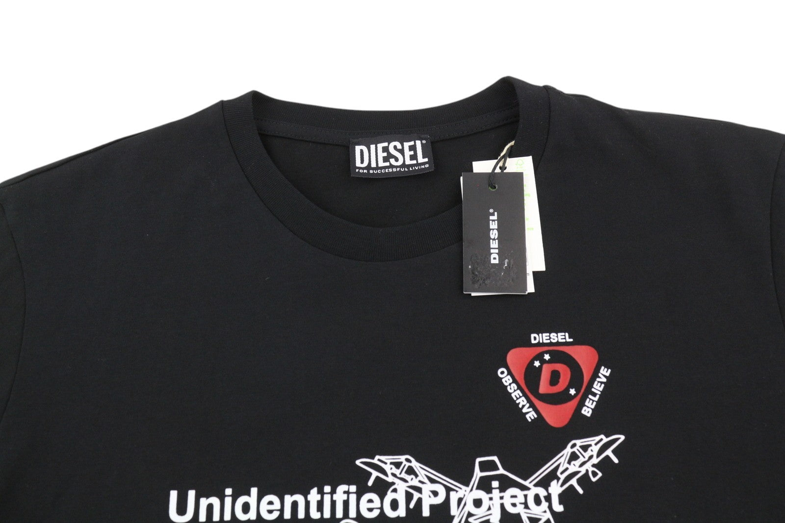 DIESEL T-Diegos-B82 Men's T-Shirt L Black Tricot Stretch Crew Short Sleeve