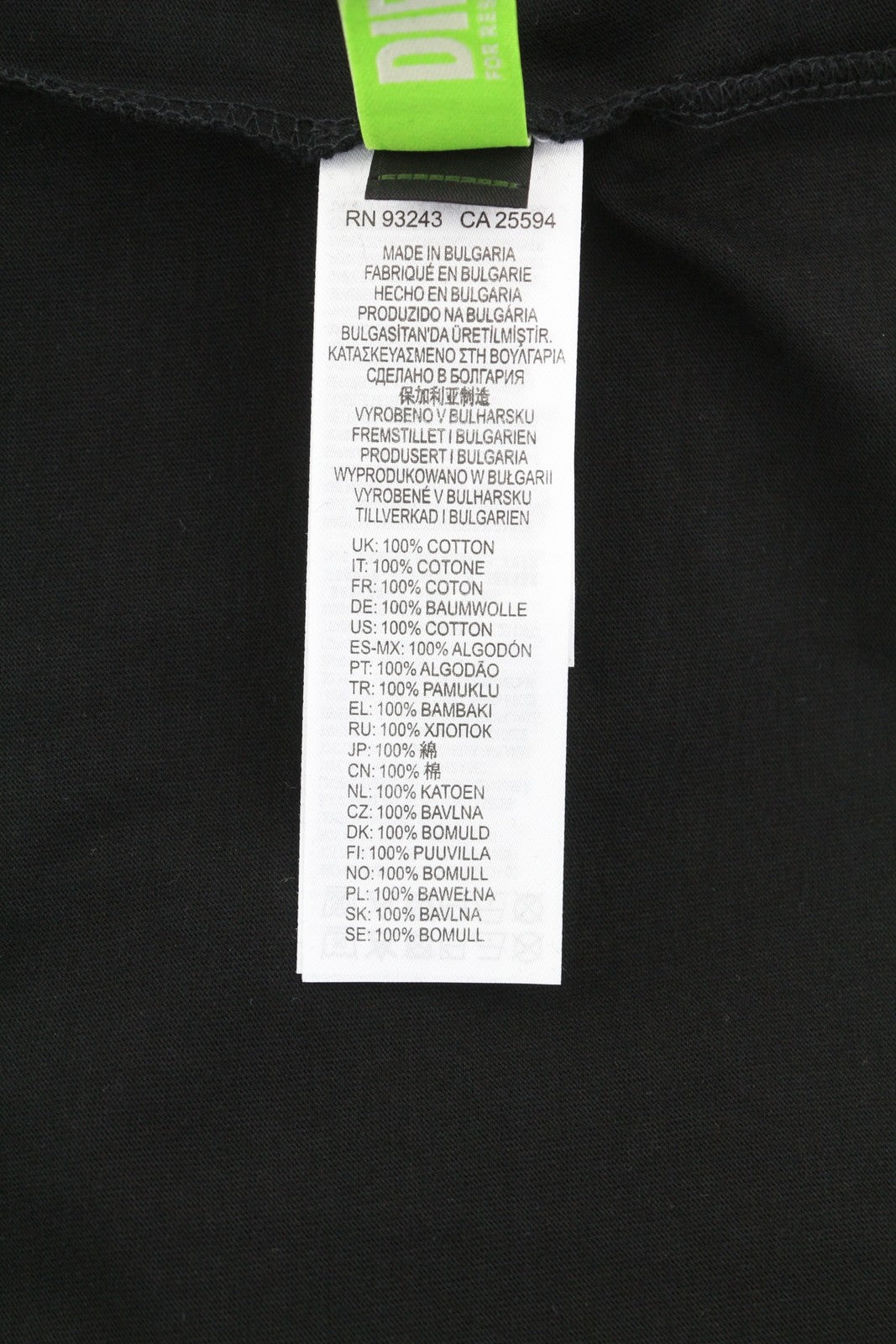 DIESEL T-Diegos-B82 L Men T-Shirt Black Tricot Stretchy Crew Neck Short Sleeve