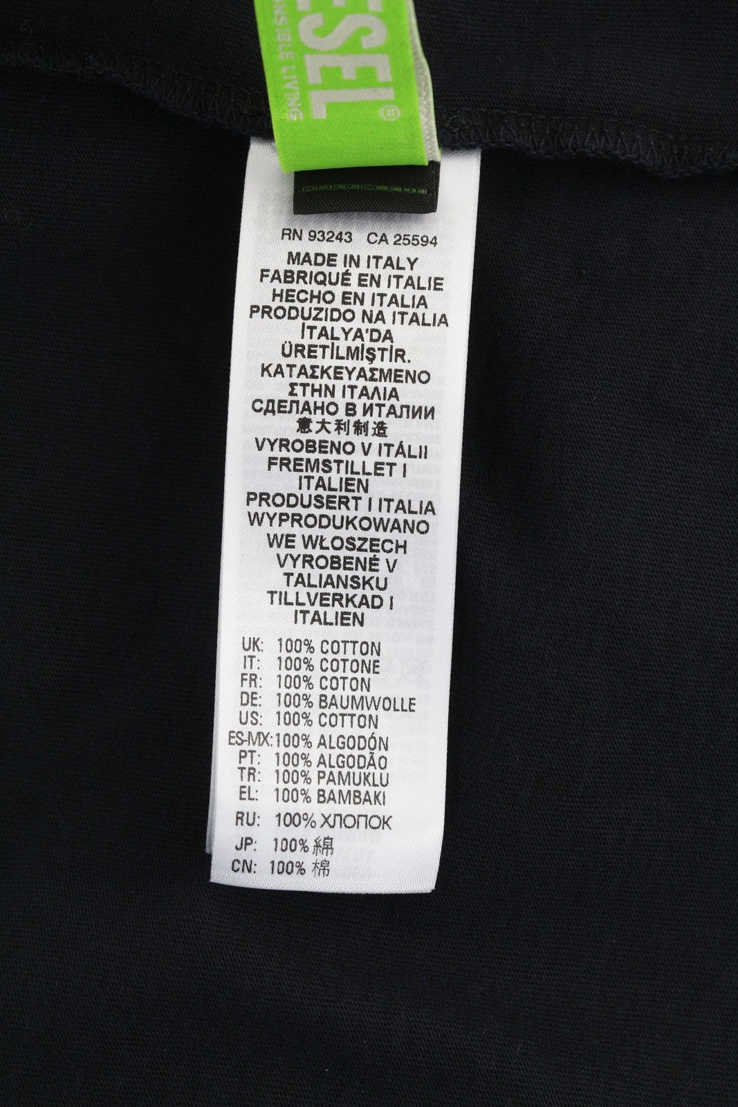 DIESEL T-Just-B84 Men's T-Shirt S Black Stretch Tricot Crew Neck Tee