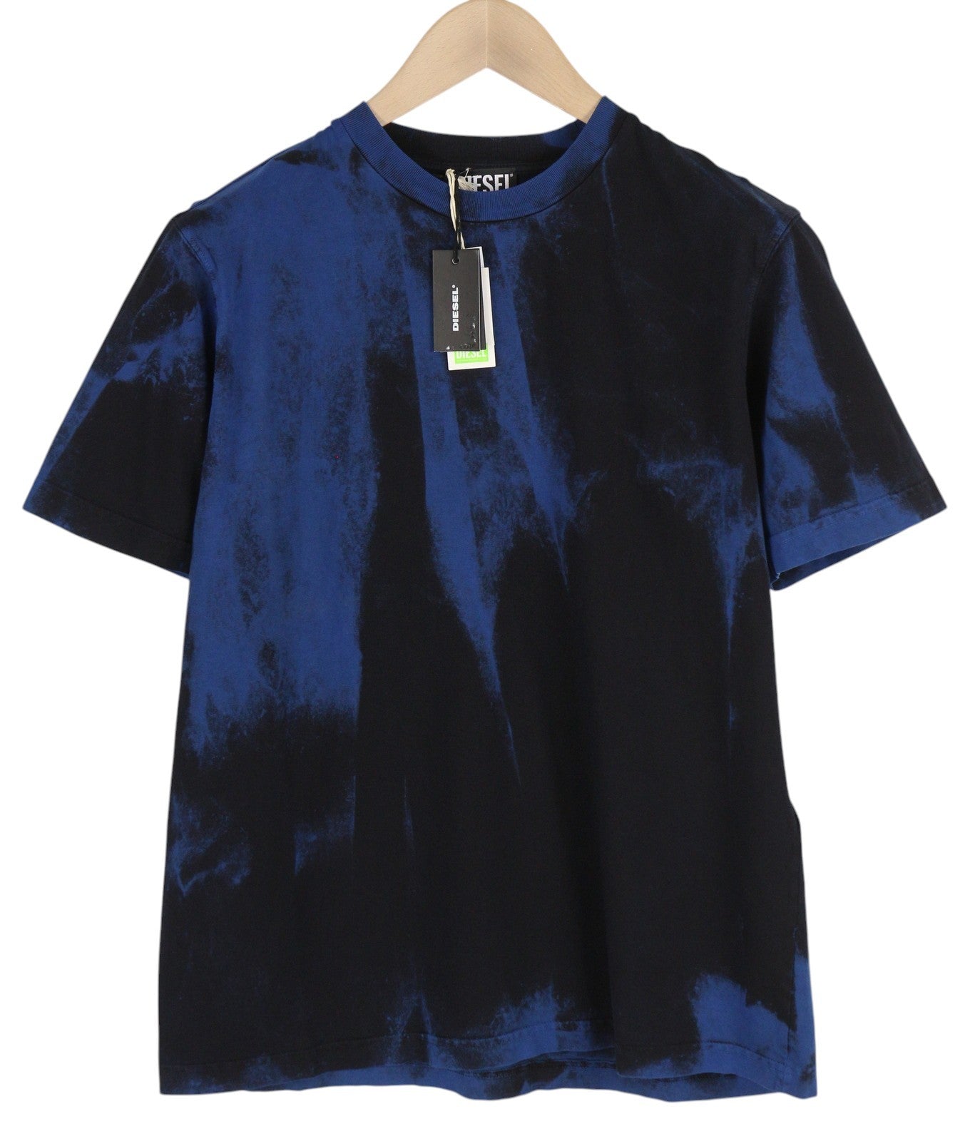 DIESEL T-Just-B84 S Men T-Shirt Black Tricot Stretchy Crew Neck Short Sleeved