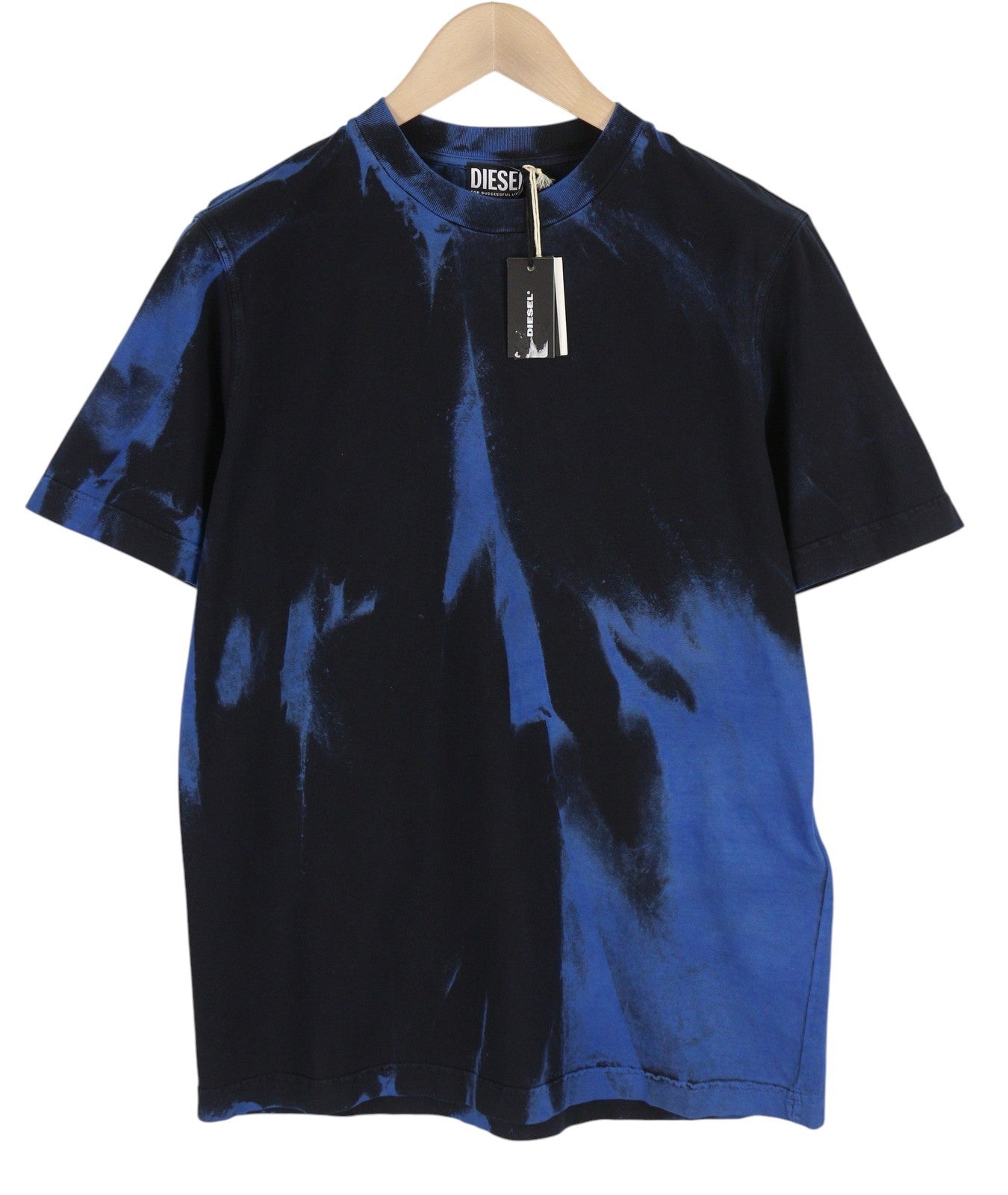 DIESEL T-Just-B84 S Men T-Shirt Black Tricot Stretch Crew Collar Short Sleeved