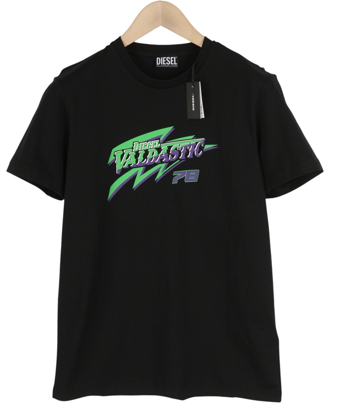 DIESEL T-Diegos-B13 Men's T-Shirt S Black Stretch Tricot Crew Collar