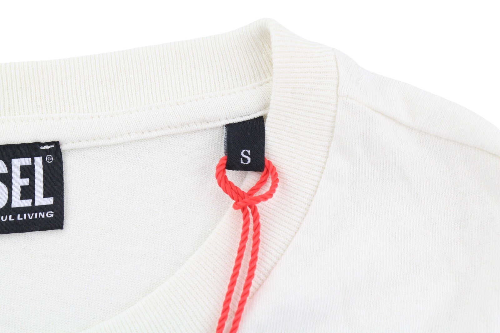 DIESEL T-Just-C15 S Men T-Shirt White Tricot Stretchy Crew Neck Short Sleeved