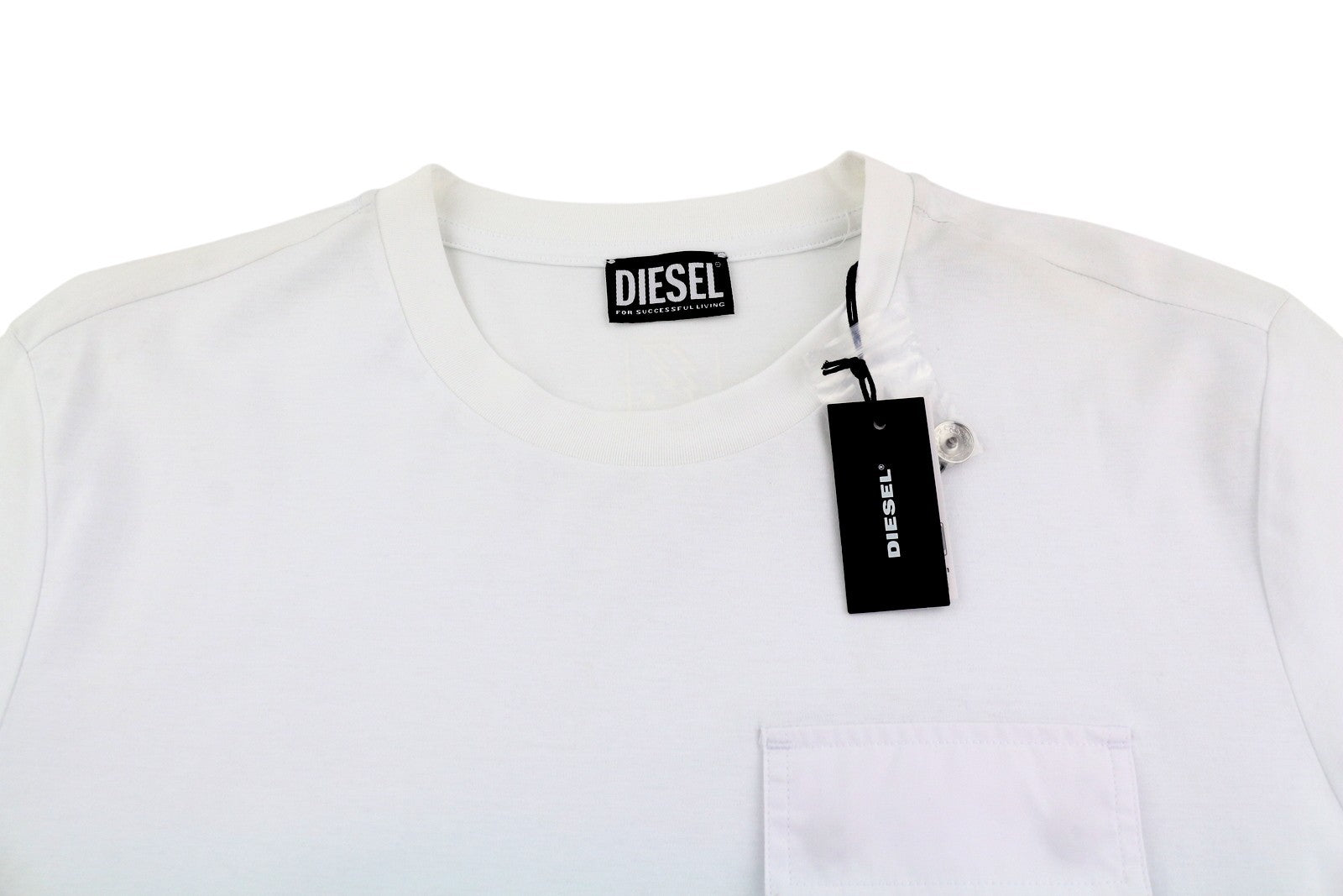 DIESEL T-Haim Men's T-Shirt S White Tricot Patch Pocket Crew