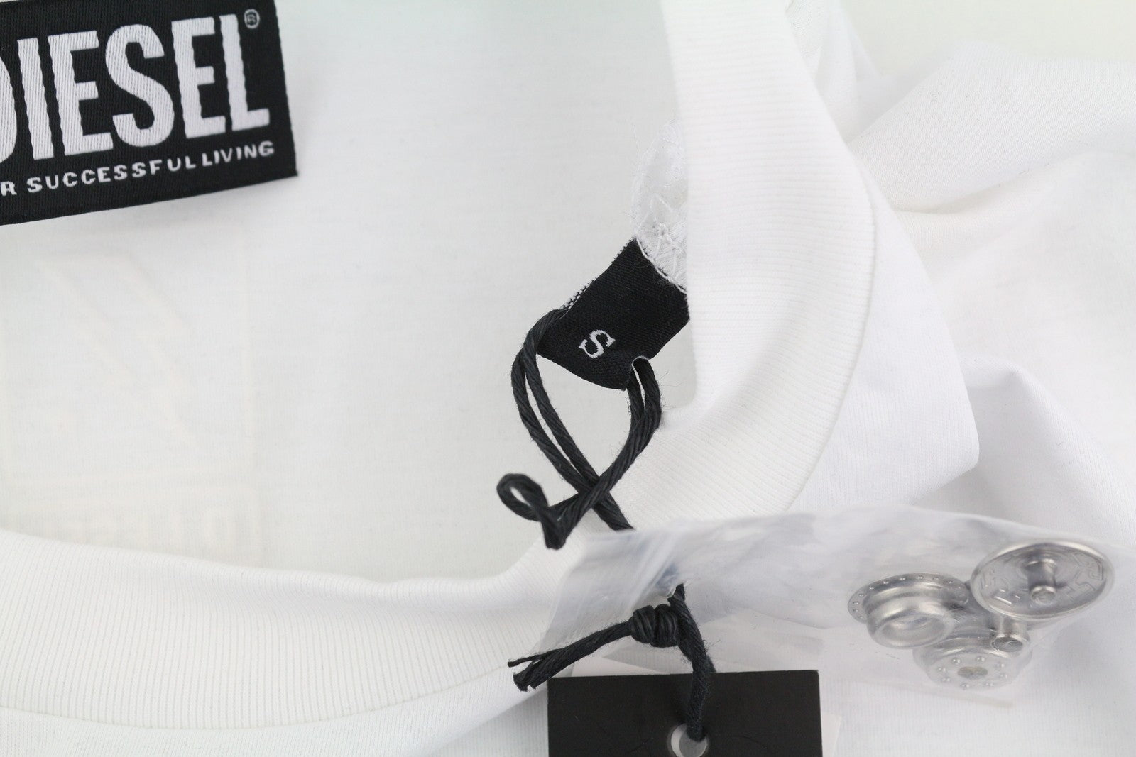 DIESEL T-Haim Men's T-Shirt S White Tricot Patch Pocket Crew