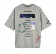 DIESEL T-Balm-B2 M Men T-Shirt Grey Melange Oversized Patterned Short Sleeve