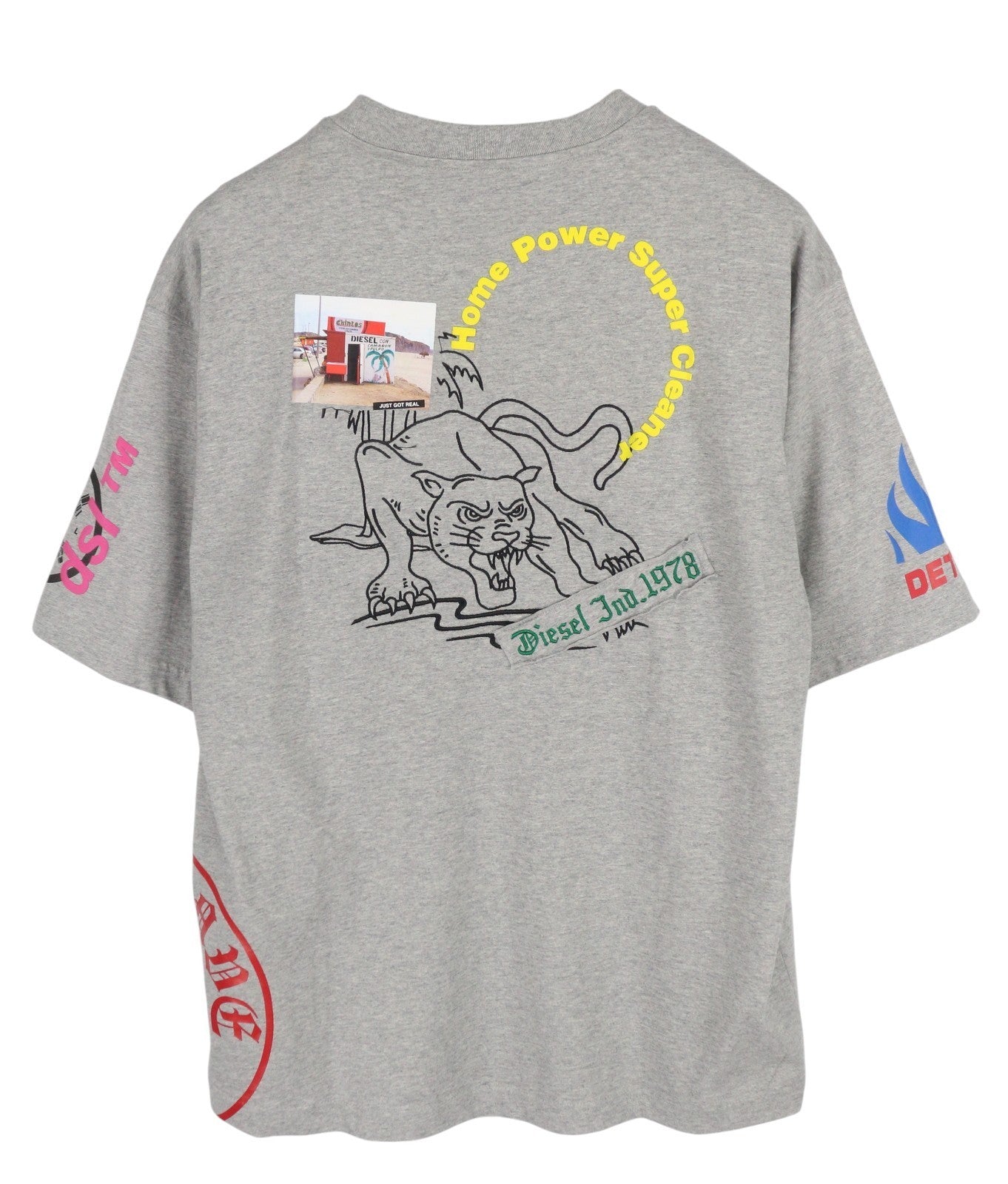 DIESEL T-Balm-B2 M Men T-Shirt Grey Melange Oversized Patterned Short Sleeve