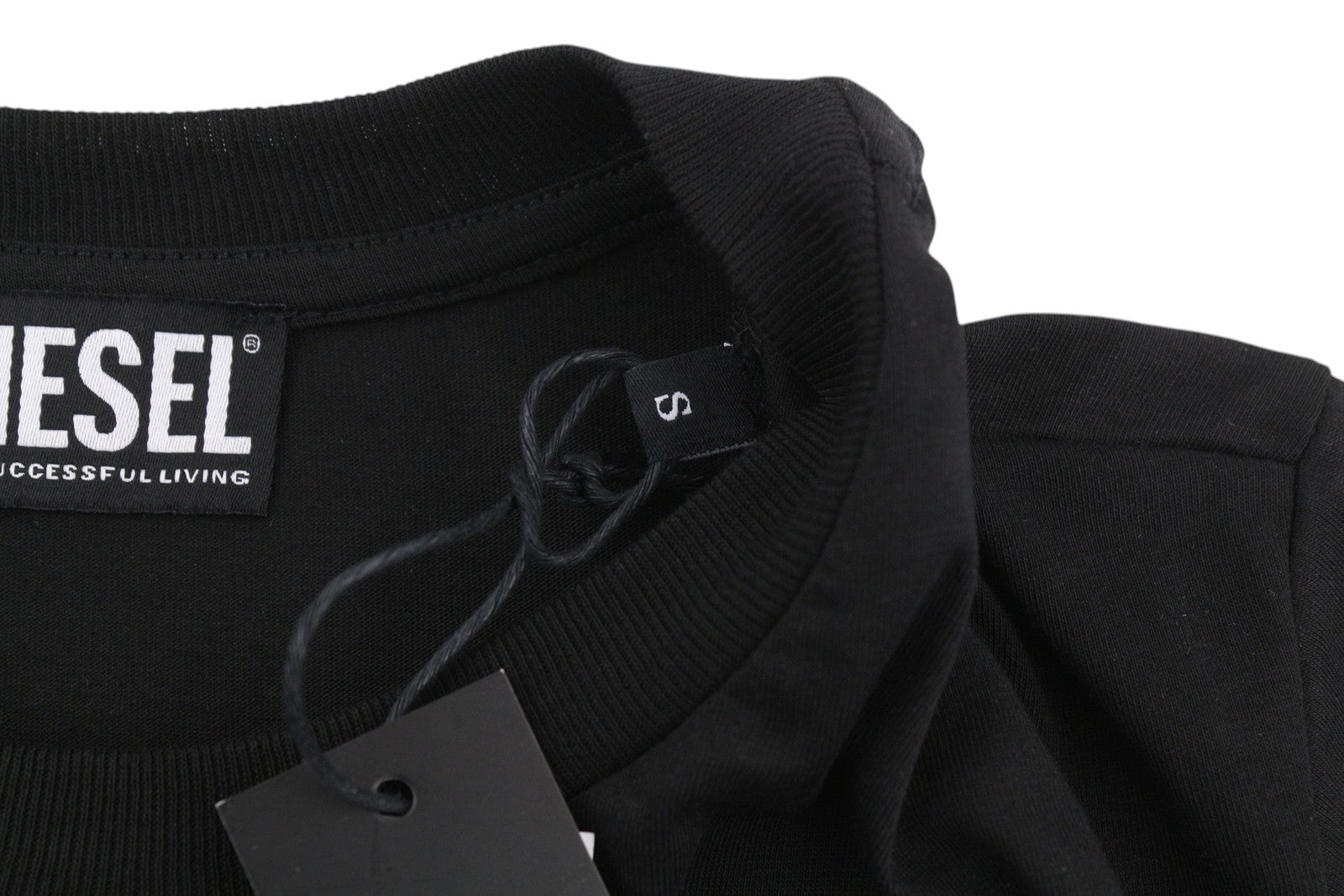 DIESEL T-Sily-B2 Men's T-Shirt S Black Stretch Tricot Crew Collar