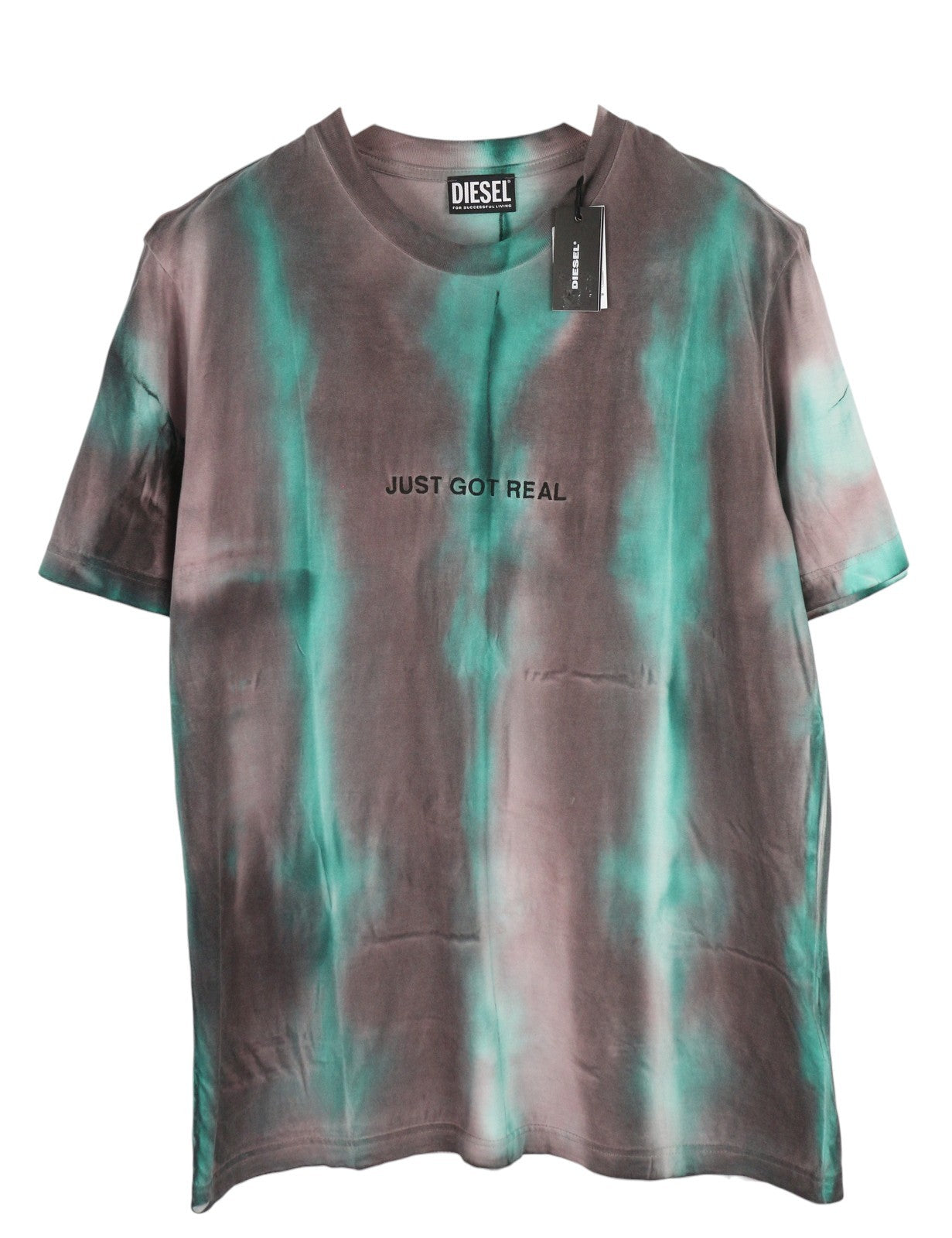 DIESEL T-Just-B52 S Men T-Shirt Short Sleeved Acid Wash Effect Crew Neck Logo