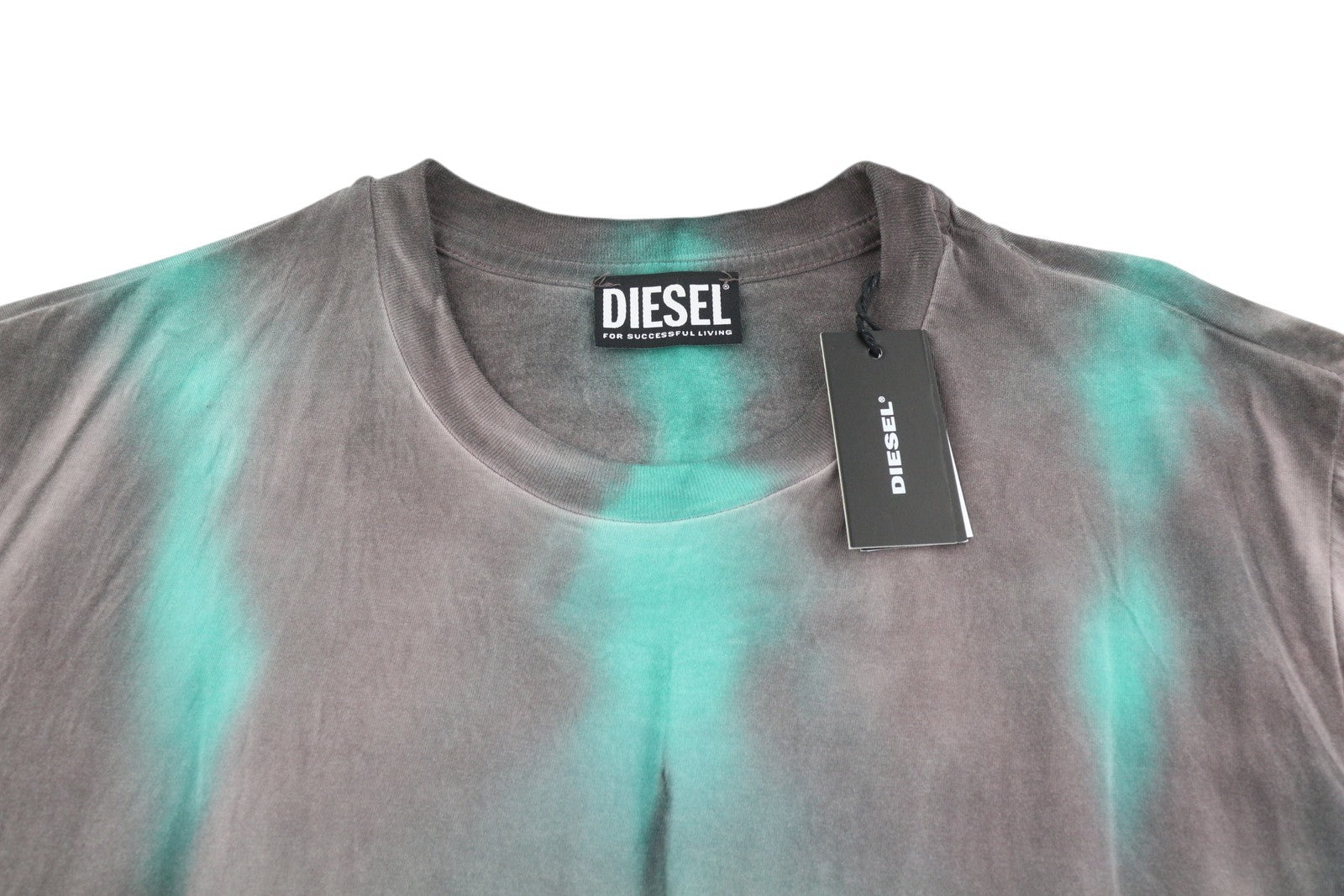 DIESEL T-Just-B52 S Men T-Shirt Short Sleeved Acid Wash Effect Crew Stretch Logo