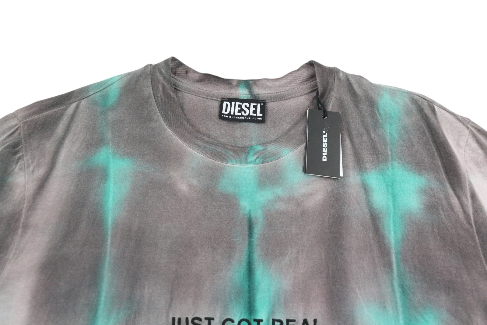 DIESEL T-Just-B52 S Men T-Shirt Short Sleeved Acid Wash Effect Crew Stretchy