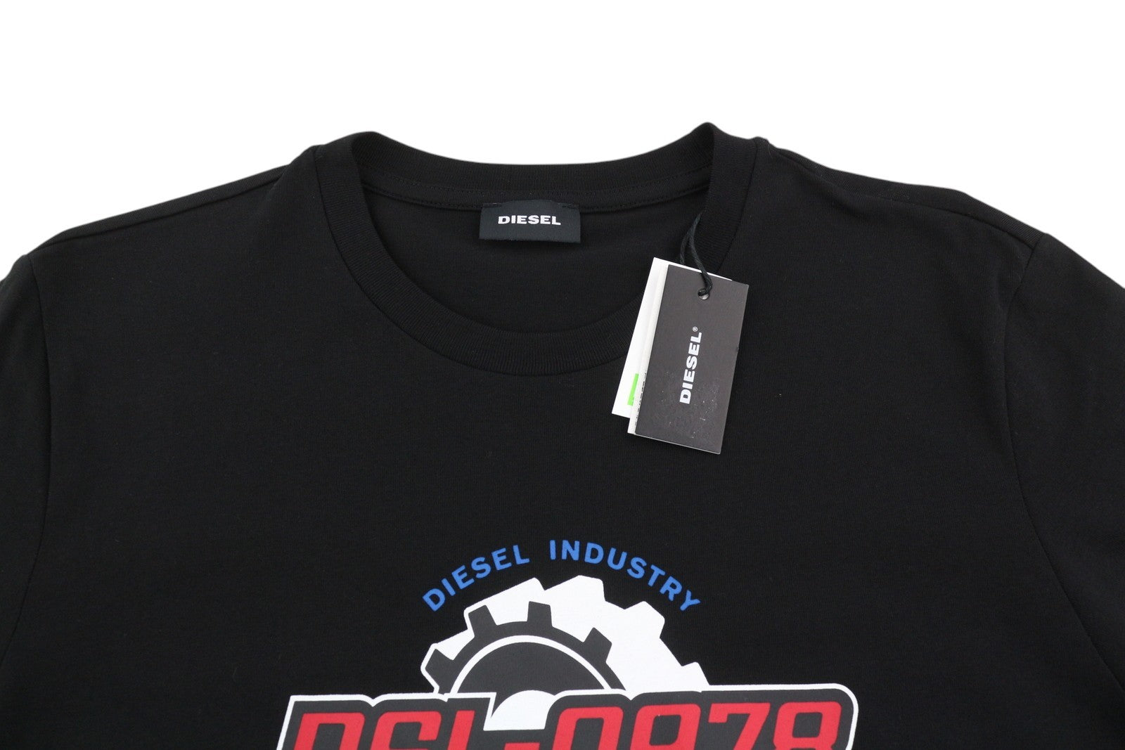 DIESEL T-Diegos-K21 Men's T-Shirt S Black Stretch Tricot Front Logo