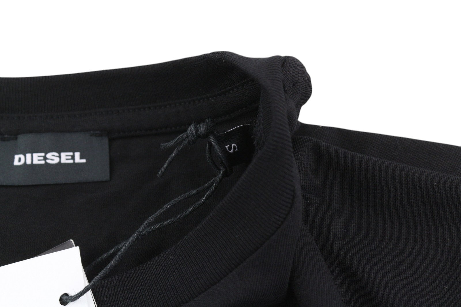 DIESEL T-Diegos-K21 S Men T-Shirt Black Tricot Stretch Short Sleeve Front Logo